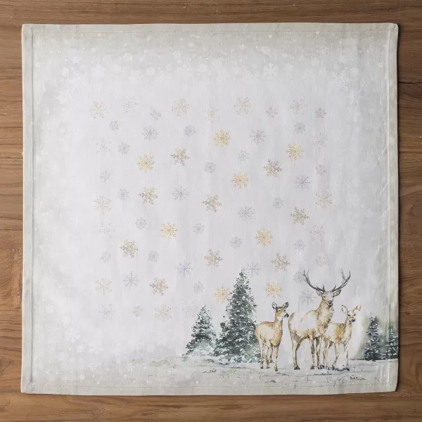 Maison d Hermine Napkin 100 Cotton 20 Inch x 20 Inch Set of 4 Dinner Napkins Decorative Washable Cloth Napkin for Gifts Dining Buffet Party Christmas TraditionThanksgivingChristmas02  Deer in the Woods