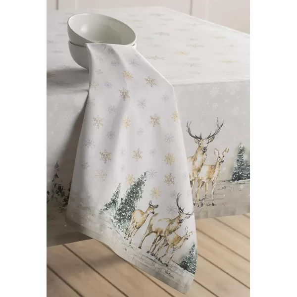 Maison d Hermine Napkin 100 Cotton 20 Inch x 20 Inch Set of 4 Dinner Napkins Decorative Washable Cloth Napkin for Gifts Dining Buffet Party Christmas TraditionThanksgivingChristmas02  Deer in the Woods