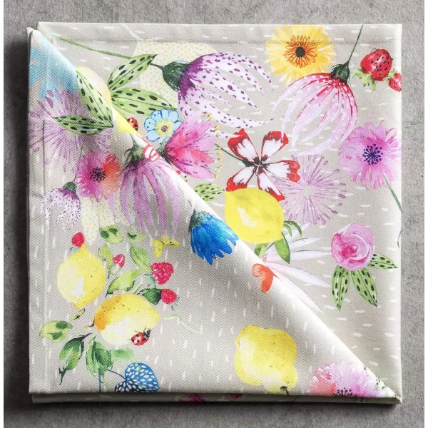 Maison d Hermine Napkins 20x20 100 Cotton Decorative Washable Table Cloth Napkin for Gifts Kitchen Party Wedding Restaurant amp Camping Indian Floral  SpringSummer Set of 419  Jardin Dete  Fog 20x20