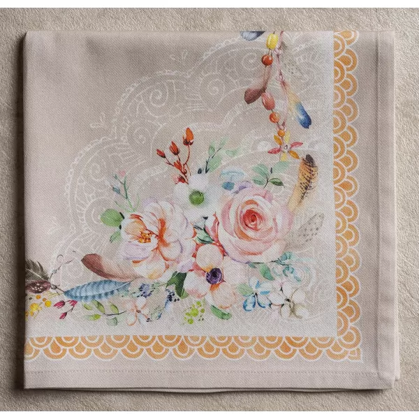 Maison d Hermine Napkins 20x20 100 Cotton Decorative Washable Table Cloth Napkin for Gifts Kitchen Party Wedding Restaurant amp Camping Indian Floral  SpringSummer Set of 430  Ibiza  Beige 20x20