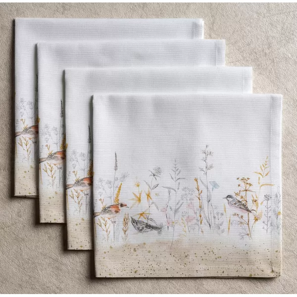 Maison d Hermine Napkins 20x20 100 Cotton Decorative Washable Table Cloth Napkin for Gifts Kitchen Party Wedding Restaurant amp Camping Indian Floral  SpringSummer Set of 435  Meadow Florals  Beige 20x20