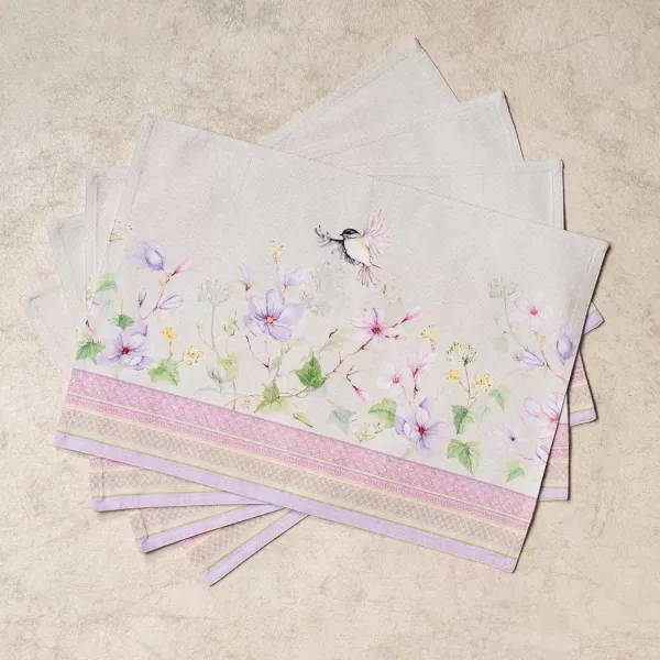 Maison d Hermine Placemat 100 Cotton Cloth Placemats Decorative Washable Placemats Home Kitchen Dining Cocktail Parties amp Camping Magnolia Mornings  SpringSummer Set of 4Set of 4 51  Magnolia Mornings