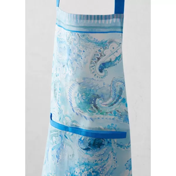 Maison d Hermine Premium 100 Combed Cotton Kitchen Apron with an Adjustable Neck with Long Ties for Women Men ChefPaisley Blues