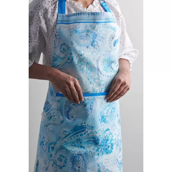 Maison d Hermine Premium 100 Combed Cotton Kitchen Apron with an Adjustable Neck with Long Ties for Women Men ChefPaisley Blues