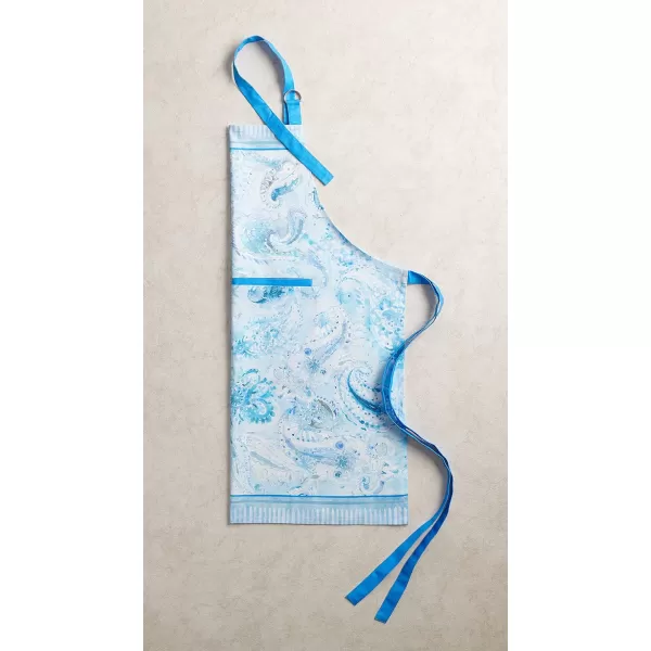 Maison d Hermine Premium 100 Combed Cotton Kitchen Apron with an Adjustable Neck with Long Ties for Women Men ChefPaisley Blues