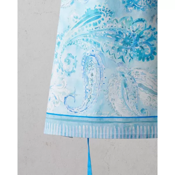 Maison d Hermine Premium 100 Combed Cotton Kitchen Apron with an Adjustable Neck with Long Ties for Women Men ChefPaisley Blues