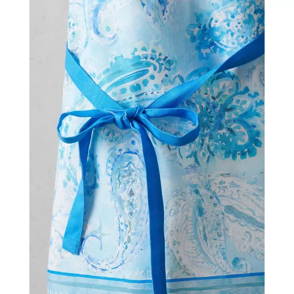 Maison d Hermine Premium 100 Combed Cotton Kitchen Apron with an Adjustable Neck with Long Ties for Women Men ChefPaisley Blues