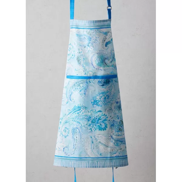 Maison d Hermine Premium 100 Combed Cotton Kitchen Apron with an Adjustable Neck with Long Ties for Women Men ChefPaisley Blues