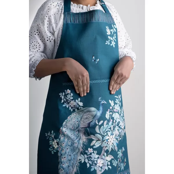 Maison d Hermine Premium 100 Combed Cotton Kitchen Apron with an Adjustable Neck with Long Ties for Women Men ChefPeacock Uthopia  Deep Sea