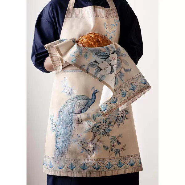 Maison d Hermine Premium 100 Combed Cotton Kitchen Apron with an Adjustable Neck with Long Ties for Women Men ChefPeacock Uthopia  Sandy Beach