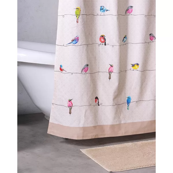 Maison d Hermine Shower Curtain 100 Cotton One Panel 70x72 Darkening Bath Shower Curtains Easy Hanging with 12 Button Holes for Bathrooms Tropiques01  Birdies on Wire
