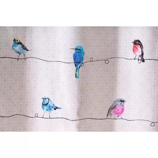 Maison d Hermine Shower Curtain 100 Cotton One Panel 70x72 Darkening Bath Shower Curtains Easy Hanging with 12 Button Holes for Bathrooms Tropiques01  Birdies on Wire