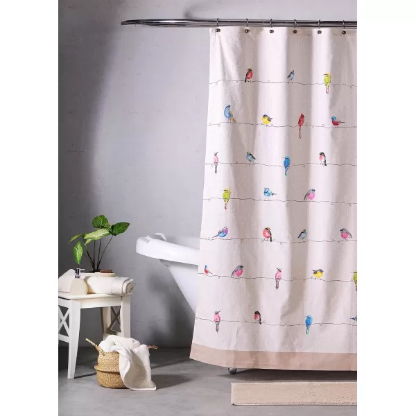 Maison d Hermine Shower Curtain 100 Cotton One Panel 70x72 Darkening Bath Shower Curtains Easy Hanging with 12 Button Holes for Bathrooms Tropiques01  Birdies on Wire