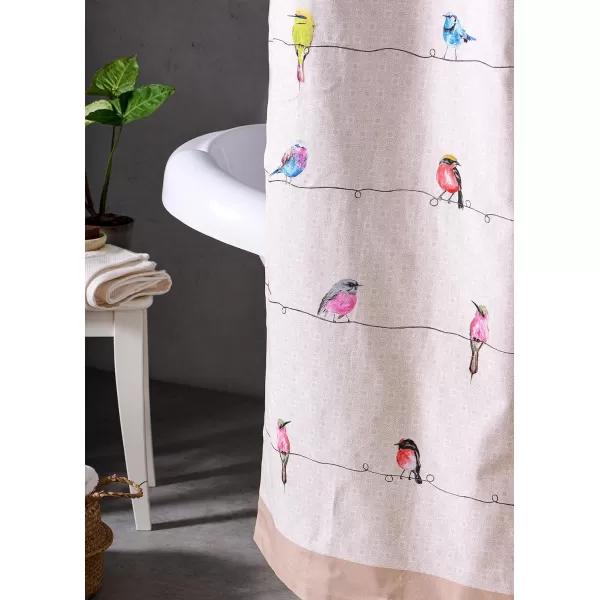 Maison d Hermine Shower Curtain 100 Cotton One Panel 70x72 Darkening Bath Shower Curtains Easy Hanging with 12 Button Holes for Bathrooms Tropiques01  Birdies on Wire