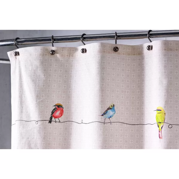 Maison d Hermine Shower Curtain 100 Cotton One Panel 70x72 Darkening Bath Shower Curtains Easy Hanging with 12 Button Holes for Bathrooms Tropiques01  Birdies on Wire
