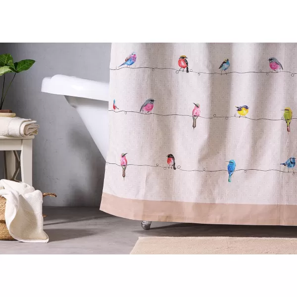 Maison d Hermine Shower Curtain 100 Cotton One Panel 70x72 Darkening Bath Shower Curtains Easy Hanging with 12 Button Holes for Bathrooms Tropiques01  Birdies on Wire