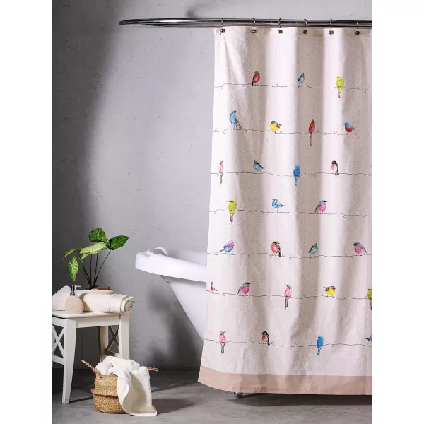 Maison d Hermine Shower Curtain 100 Cotton One Panel 70x72 Darkening Bath Shower Curtains Easy Hanging with 12 Button Holes for Bathrooms Tropiques01  Birdies on Wire