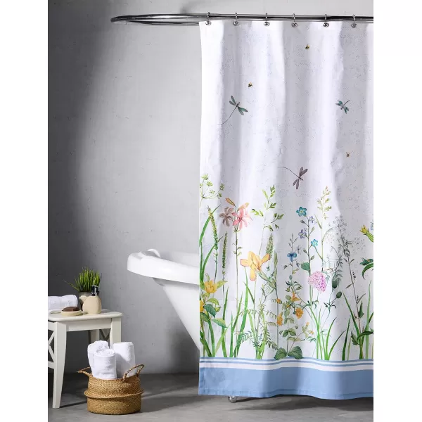 Maison d Hermine Shower Curtain 100 Cotton One Panel 70x72 Darkening Bath Shower Curtains Easy Hanging with 12 Button Holes for Bathrooms Tropiques07  Fleurs De Mai