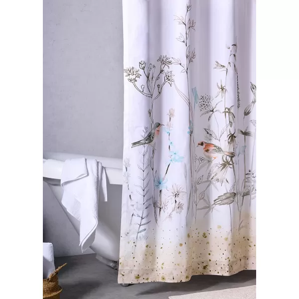 Maison d Hermine Shower Curtain 100 Cotton One Panel 70x72 Darkening Bath Shower Curtains Easy Hanging with 12 Button Holes for Bathrooms Tropiques09  Meadow Florals