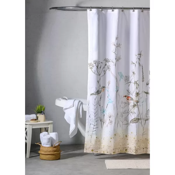 Maison d Hermine Shower Curtain 100 Cotton One Panel 70x72 Darkening Bath Shower Curtains Easy Hanging with 12 Button Holes for Bathrooms Tropiques09  Meadow Florals