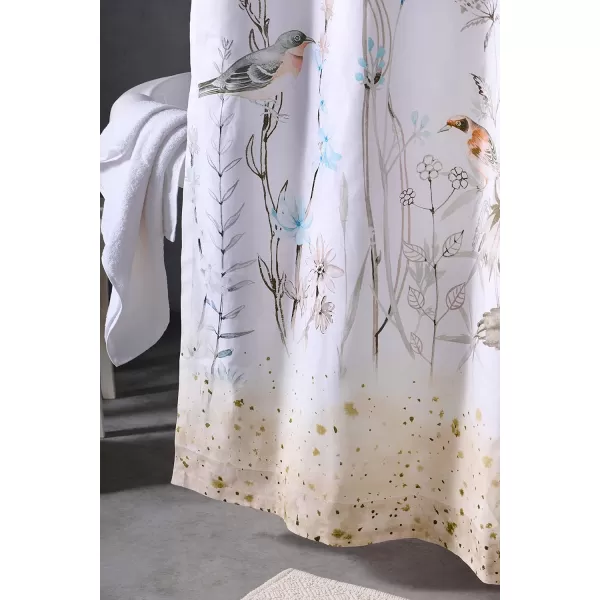 Maison d Hermine Shower Curtain 100 Cotton One Panel 70x72 Darkening Bath Shower Curtains Easy Hanging with 12 Button Holes for Bathrooms Tropiques09  Meadow Florals