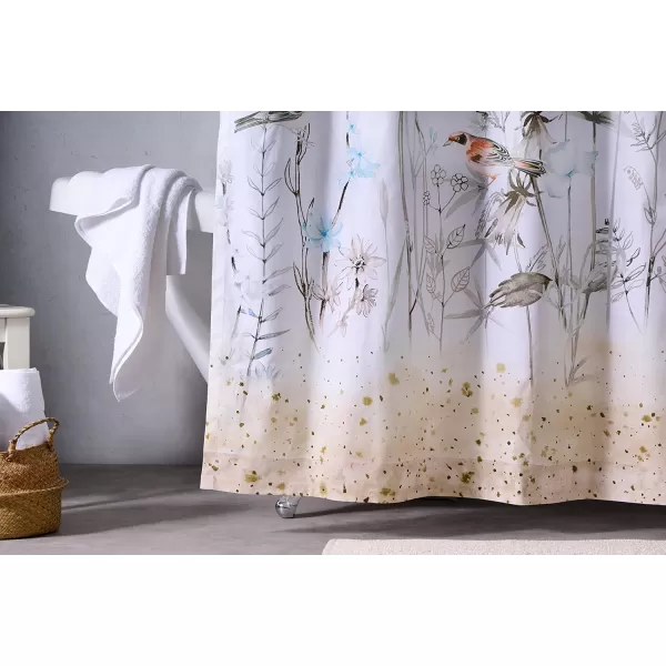 Maison d Hermine Shower Curtain 100 Cotton One Panel 70x72 Darkening Bath Shower Curtains Easy Hanging with 12 Button Holes for Bathrooms Tropiques09  Meadow Florals