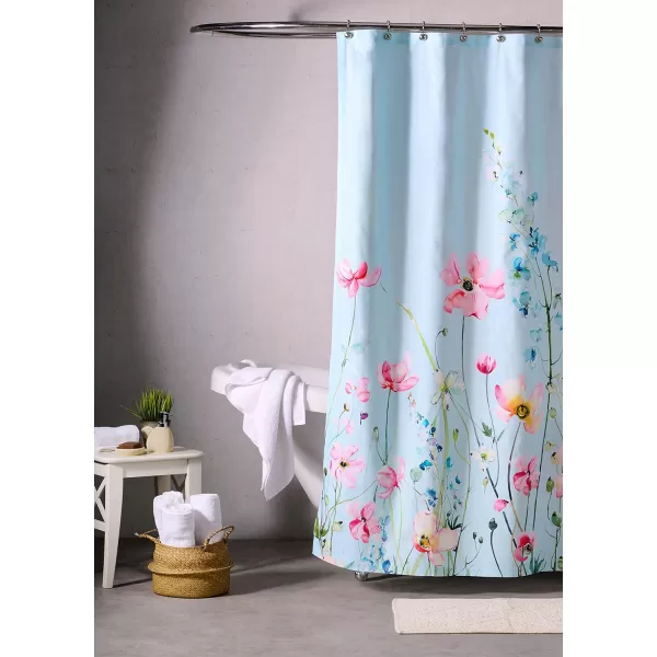 Maison d Hermine Shower Curtain 100 Cotton One Panel 70x72 Darkening Bath Shower Curtains Easy Hanging with 12 Button Holes for Bathrooms Tropiques10  Delphinium