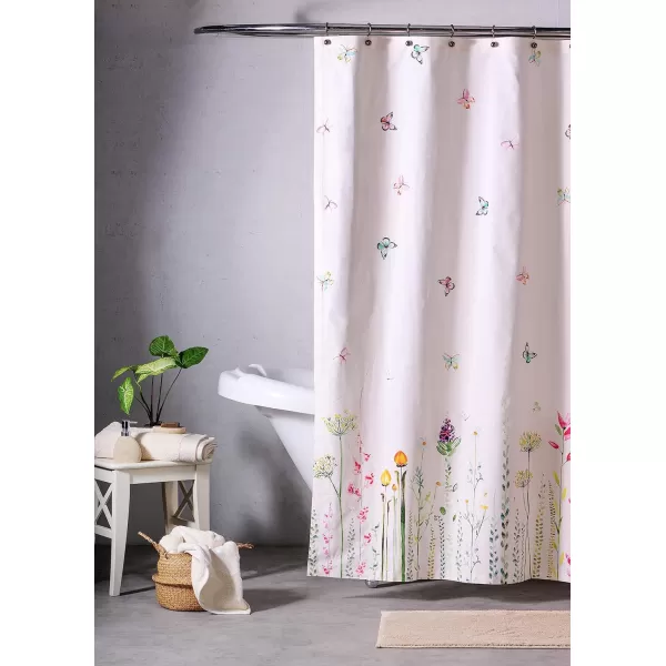 Maison d Hermine Shower Curtain 100 Cotton One Panel 70x72 Darkening Bath Shower Curtains Easy Hanging with 12 Button Holes for Bathrooms Tropiques12  Botanical Fresh