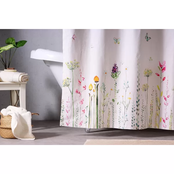Maison d Hermine Shower Curtain 100 Cotton One Panel 70x72 Darkening Bath Shower Curtains Easy Hanging with 12 Button Holes for Bathrooms Tropiques12  Botanical Fresh