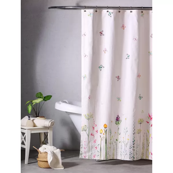 Maison d Hermine Shower Curtain 100 Cotton One Panel 70x72 Darkening Bath Shower Curtains Easy Hanging with 12 Button Holes for Bathrooms Tropiques12  Botanical Fresh