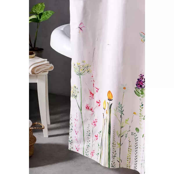 Maison d Hermine Shower Curtain 100 Cotton One Panel 70x72 Darkening Bath Shower Curtains Easy Hanging with 12 Button Holes for Bathrooms Tropiques12  Botanical Fresh