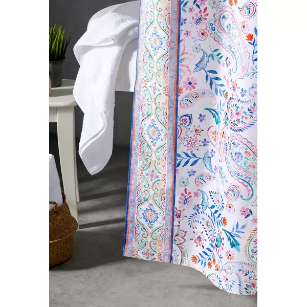 Maison d Hermine Shower Curtain 100 Cotton One Panel 70x72 Darkening Bath Shower Curtains Easy Hanging with 12 Button Holes for Bathrooms Tropiques19  Indian Floral