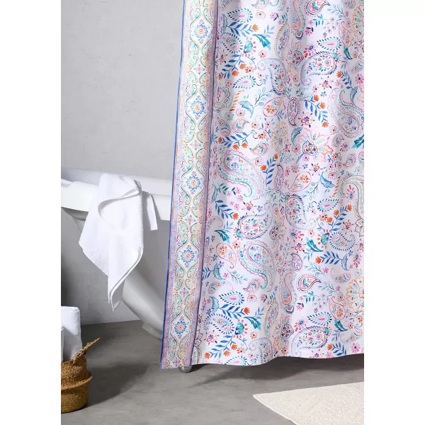 Maison d Hermine Shower Curtain 100 Cotton One Panel 70x72 Darkening Bath Shower Curtains Easy Hanging with 12 Button Holes for Bathrooms Tropiques19  Indian Floral