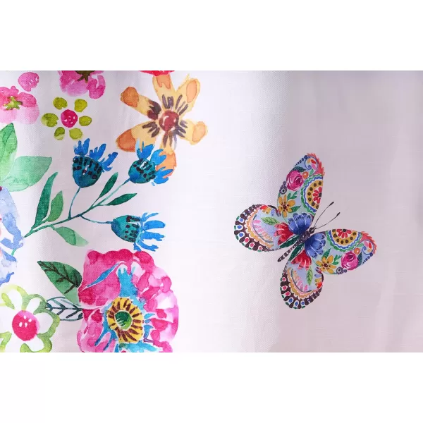 Maison d Hermine Shower Curtain 100 Cotton One Panel 70x72 Darkening Bath Shower Curtains Easy Hanging with 12 Button Holes for Bathrooms Tropiques23  Happy Florals