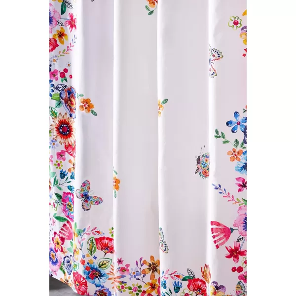 Maison d Hermine Shower Curtain 100 Cotton One Panel 70x72 Darkening Bath Shower Curtains Easy Hanging with 12 Button Holes for Bathrooms Tropiques23  Happy Florals