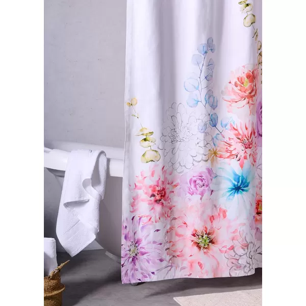 Maison d Hermine Shower Curtain 100 Cotton One Panel 70x72 Darkening Bath Shower Curtains Easy Hanging with 12 Button Holes for Bathrooms TropiquesFloral Love