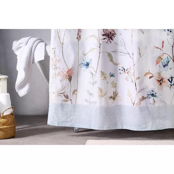 Maison d Hermine Shower Curtain 100 Cotton One Panel 70x72 Darkening Bath Shower Curtains Easy Hanging with 12 Button Holes for Bathrooms TropiquesIce Florals