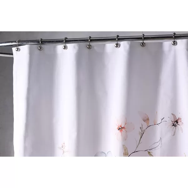 Maison d Hermine Shower Curtain 100 Cotton One Panel 70x72 Darkening Bath Shower Curtains Easy Hanging with 12 Button Holes for Bathrooms TropiquesIce Florals
