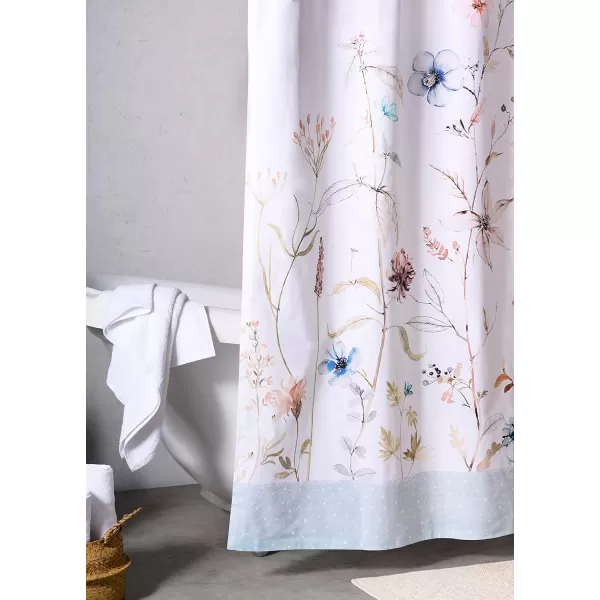 Maison d Hermine Shower Curtain 100 Cotton One Panel 70x72 Darkening Bath Shower Curtains Easy Hanging with 12 Button Holes for Bathrooms TropiquesIce Florals