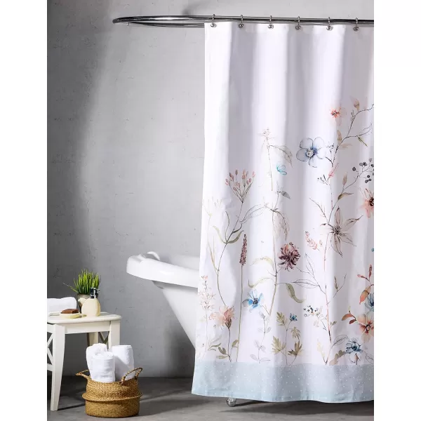 Maison d Hermine Shower Curtain 100 Cotton One Panel 70x72 Darkening Bath Shower Curtains Easy Hanging with 12 Button Holes for Bathrooms TropiquesIce Florals