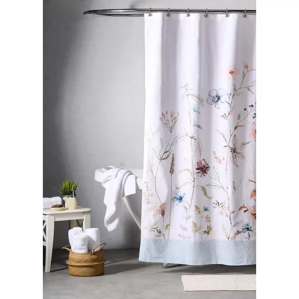 Maison d Hermine Shower Curtain 100 Cotton One Panel 70x72 Darkening Bath Shower Curtains Easy Hanging with 12 Button Holes for Bathrooms TropiquesIce Florals