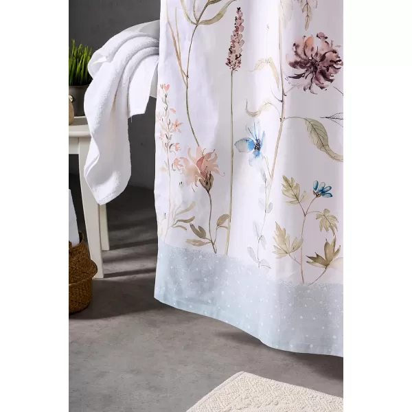 Maison d Hermine Shower Curtain 100 Cotton One Panel 70x72 Darkening Bath Shower Curtains Easy Hanging with 12 Button Holes for Bathrooms TropiquesIce Florals