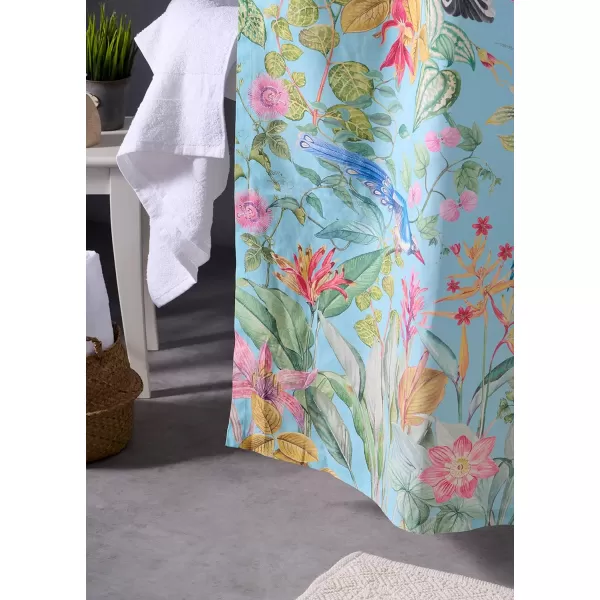 Maison d Hermine Shower Curtain 100 Cotton One Panel 70x72 Darkening Bath Shower Curtains Easy Hanging with 12 Button Holes for Bathrooms TropiquesParadisio
