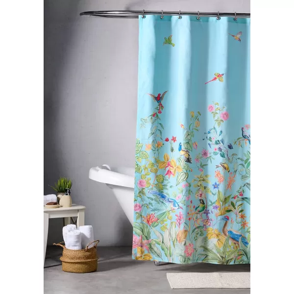 Maison d Hermine Shower Curtain 100 Cotton One Panel 70x72 Darkening Bath Shower Curtains Easy Hanging with 12 Button Holes for Bathrooms TropiquesParadisio