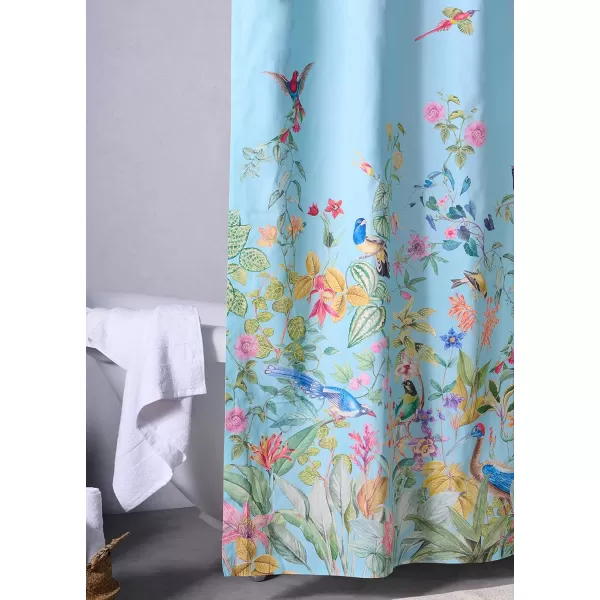 Maison d Hermine Shower Curtain 100 Cotton One Panel 70x72 Darkening Bath Shower Curtains Easy Hanging with 12 Button Holes for Bathrooms TropiquesParadisio