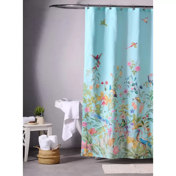 Maison d Hermine Shower Curtain 100 Cotton One Panel 70x72 Darkening Bath Shower Curtains Easy Hanging with 12 Button Holes for Bathrooms TropiquesParadisio
