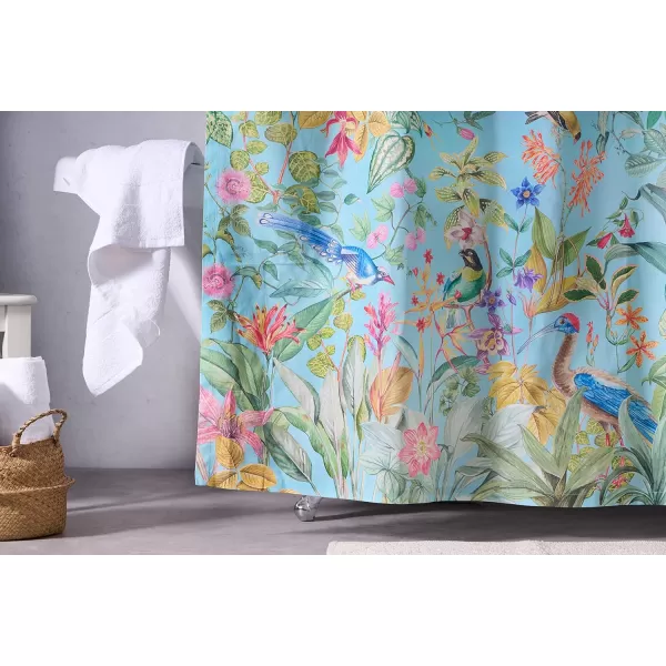 Maison d Hermine Shower Curtain 100 Cotton One Panel 70x72 Darkening Bath Shower Curtains Easy Hanging with 12 Button Holes for Bathrooms TropiquesParadisio