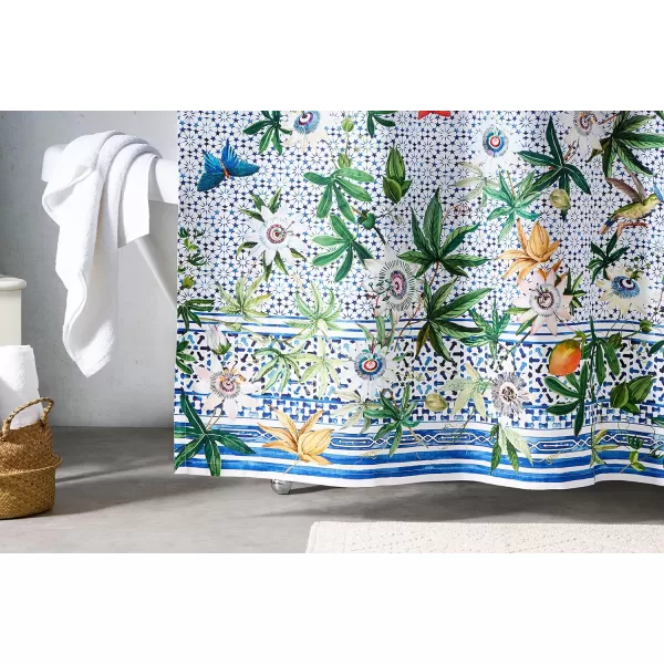 Maison d Hermine Shower Curtain 100 Cotton One Panel 70x72 Darkening Bath Shower Curtains Easy Hanging with 12 Button Holes for Bathrooms TropiquesPassiflora