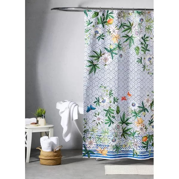 Maison d Hermine Shower Curtain 100 Cotton One Panel 70x72 Darkening Bath Shower Curtains Easy Hanging with 12 Button Holes for Bathrooms TropiquesPassiflora