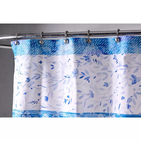 Maison d Hermine Shower Curtain 100 Cotton One Panel 70x72 Darkening Bath Shower Curtains Easy Hanging with 12 Button Holes for Bathrooms TropiquesSummer Blue